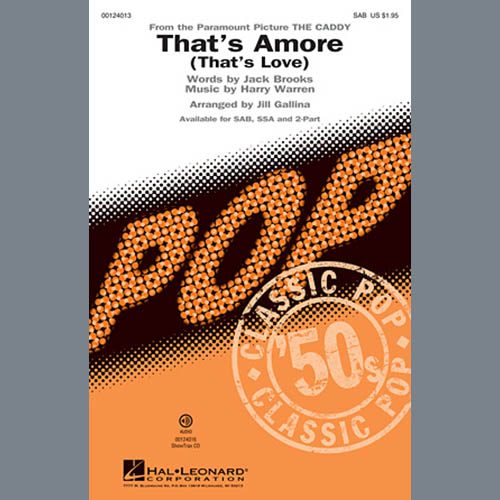 Dean Martin, That's Amore (That's Love) (arr. Jill Gallina), 2-Part Choir