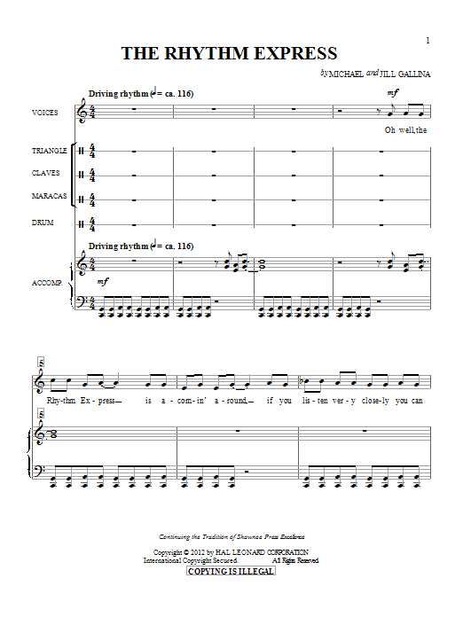 Michael & Jill Gallina The Rhythm Express Sheet Music Notes & Chords for Choral - Download or Print PDF