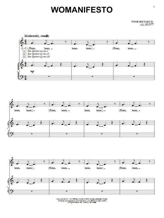 Jill Scott Womanifesto Sheet Music Notes & Chords for Piano, Vocal & Guitar (Right-Hand Melody) - Download or Print PDF