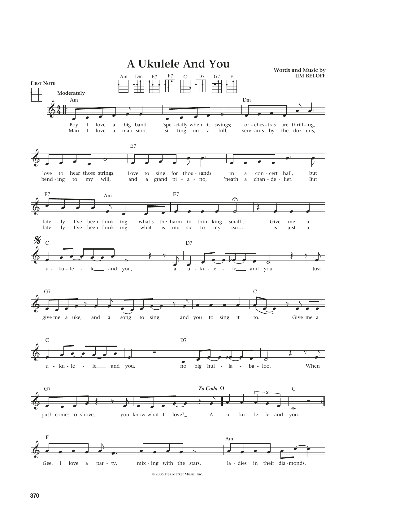 Jim Beloff A Ukulele And You (from The Daily Ukulele) (arr. Liz and Jim Beloff) Sheet Music Notes & Chords for Ukulele - Download or Print PDF