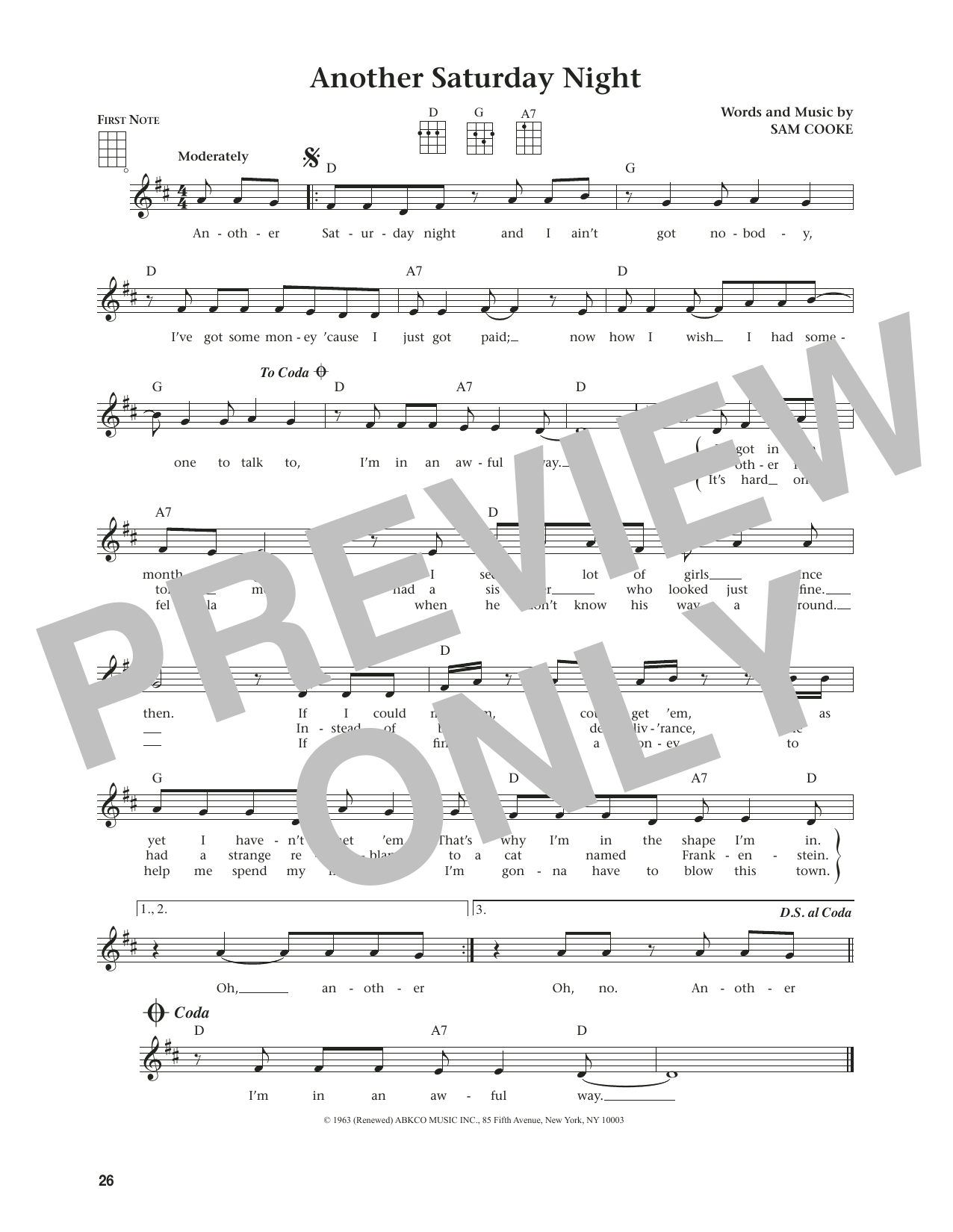 Jim Beloff Another Saturday Night (from The Daily Ukulele) (arr. Jim Beloff) Sheet Music Notes & Chords for Ukulele - Download or Print PDF