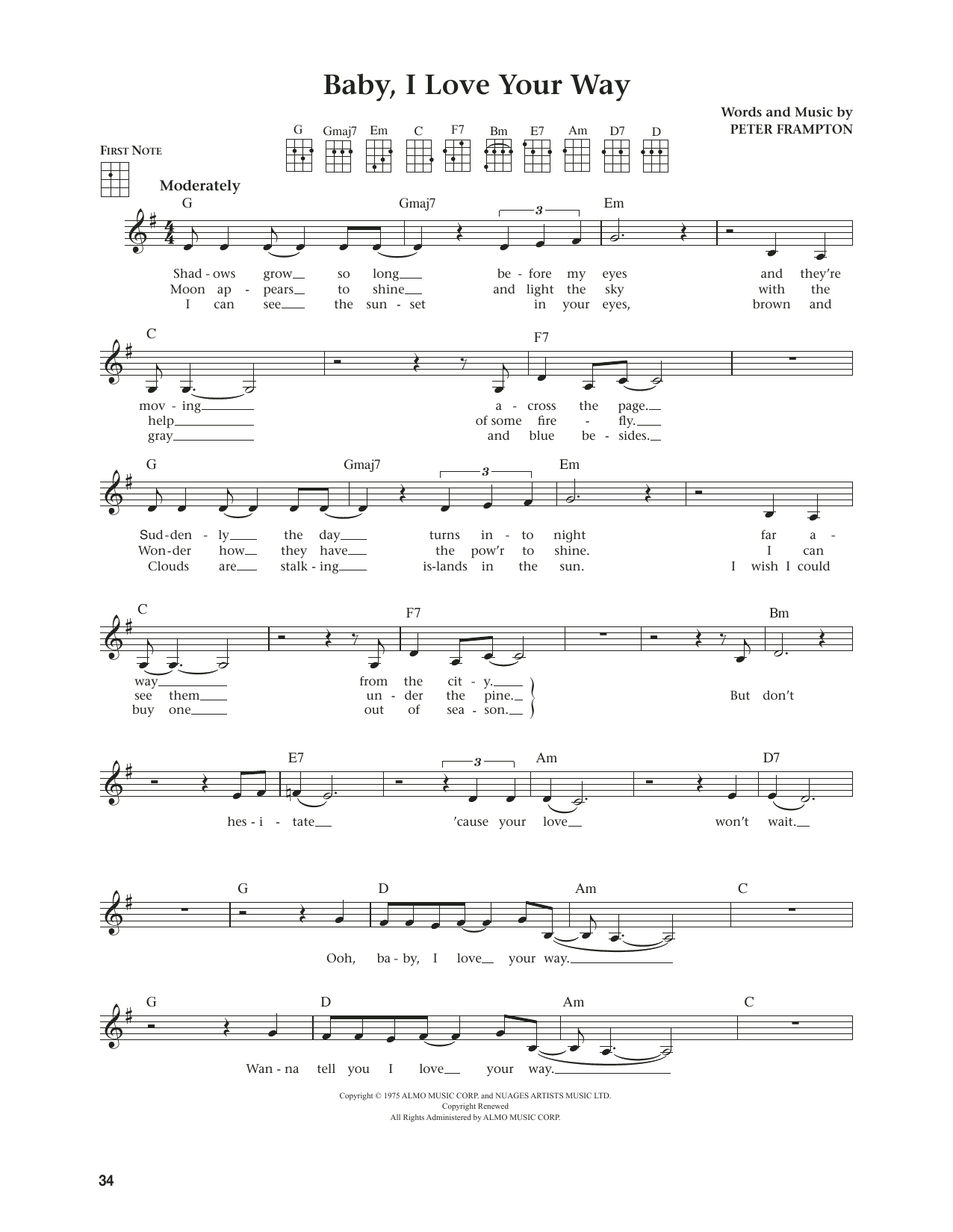 Jim Beloff Baby, I Love Your Way (from The Daily Ukulele) (arr. Jim Beloff) Sheet Music Notes & Chords for Ukulele - Download or Print PDF