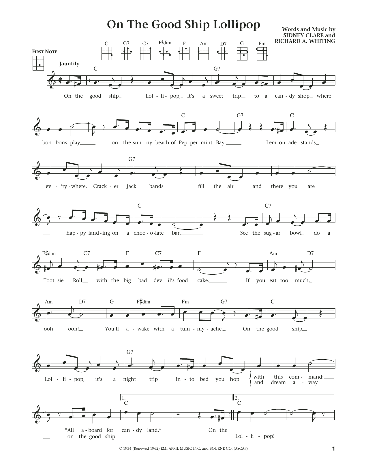Jim Beloff On The Good Ship Lollipop (from The Daily Ukulele) (arr. Liz and Jim Beloff) Sheet Music Notes & Chords for Ukulele - Download or Print PDF