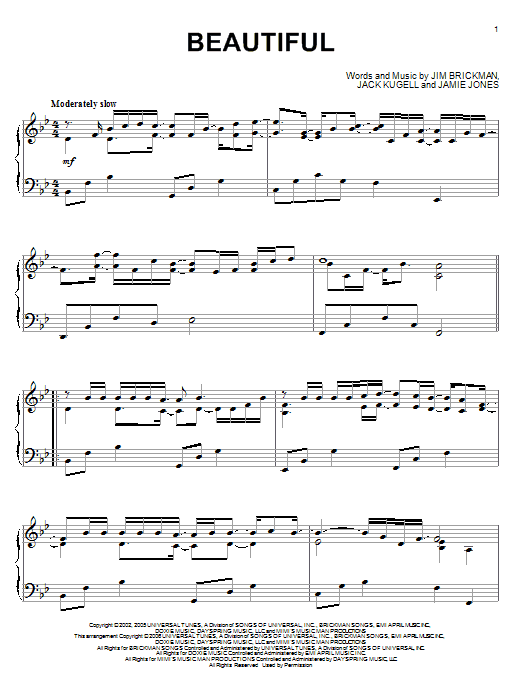 Jim Brickman Beautiful Sheet Music Notes & Chords for Piano - Download or Print PDF
