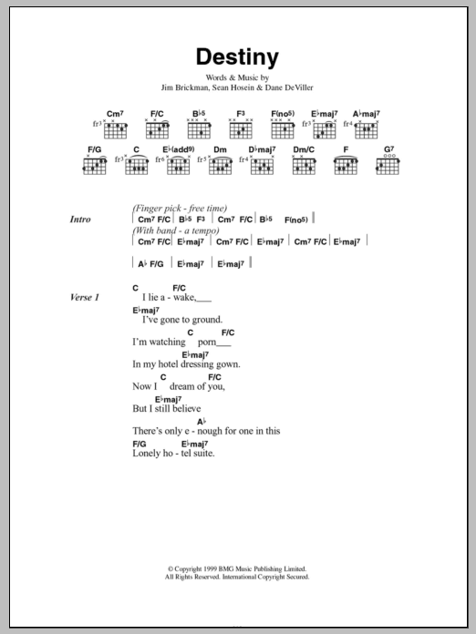 Jim Brickman Destiny Sheet Music Notes & Chords for Guitar Tab - Download or Print PDF