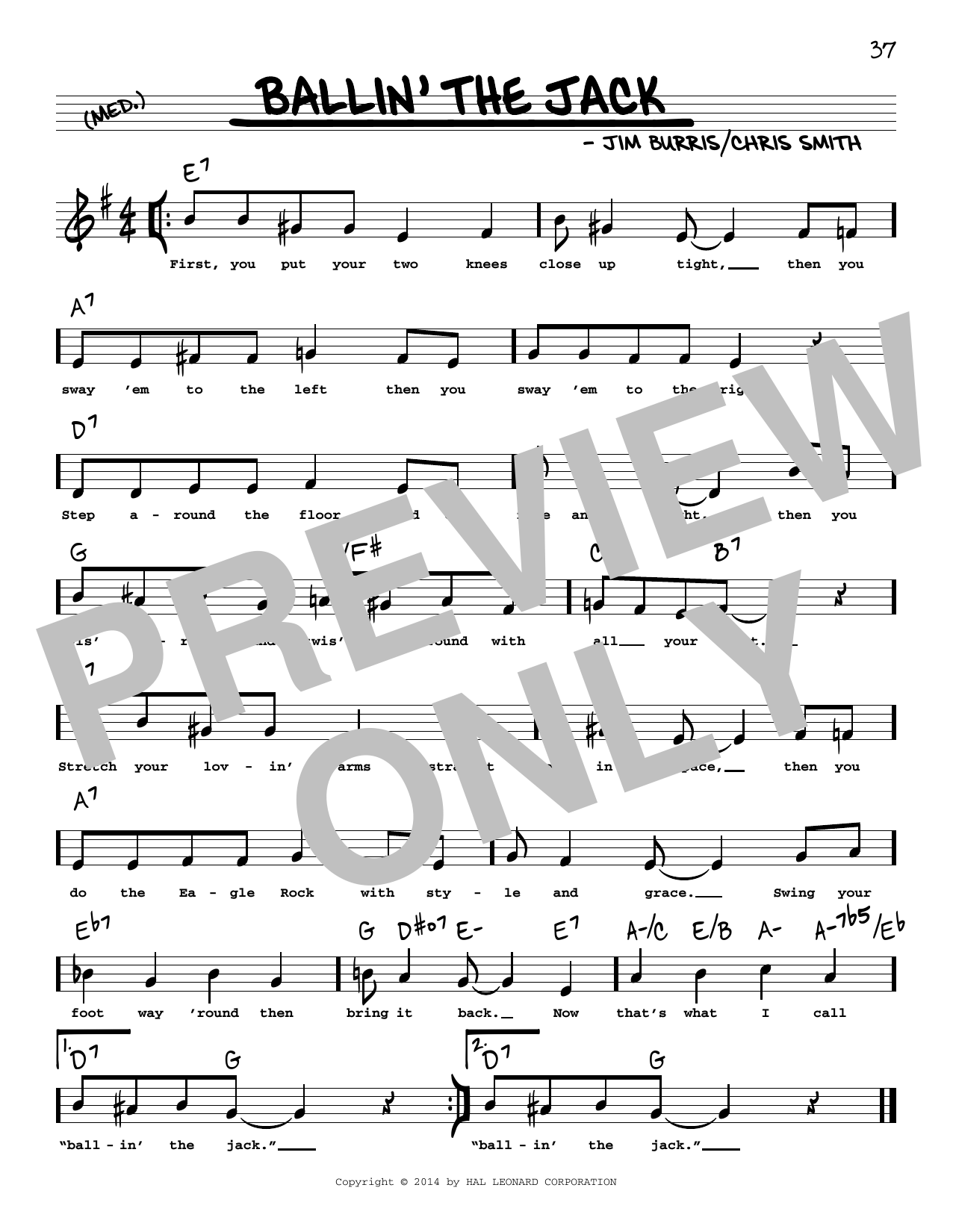 Jim Burris Ballin' The Jack (High Voice) Sheet Music Notes & Chords for Real Book – Melody, Lyrics & Chords - Download or Print PDF