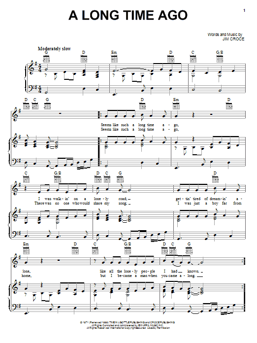Jim Croce A Long Time Ago Sheet Music Notes & Chords for Ukulele - Download or Print PDF Jim Croce A Long Time Ago Sheet Music Notes & Chords for Ukulele - Download or Print PDF
