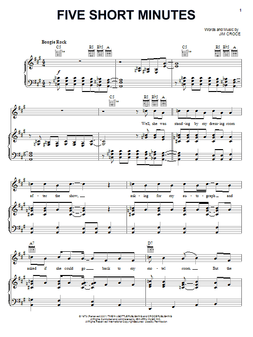 Jim Croce Five Short Minutes Sheet Music Notes & Chords for Lyrics & Chords - Download or Print PDF Jim Croce Five Short Minutes Sheet Music Notes & Chords for Lyrics & Chords - Download or Print PDF