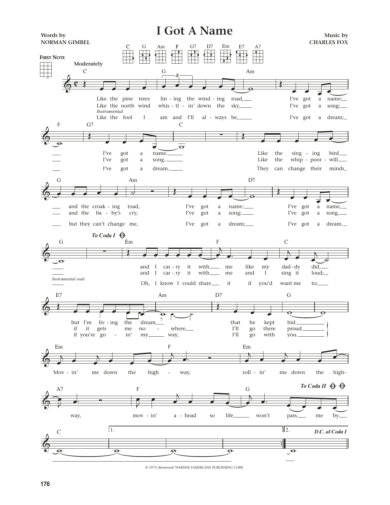 Jim Croce I Got A Name (from The Daily Ukulele) (arr. Jim Beloff) Sheet Music Notes & Chords for Ukulele - Download or Print PDF