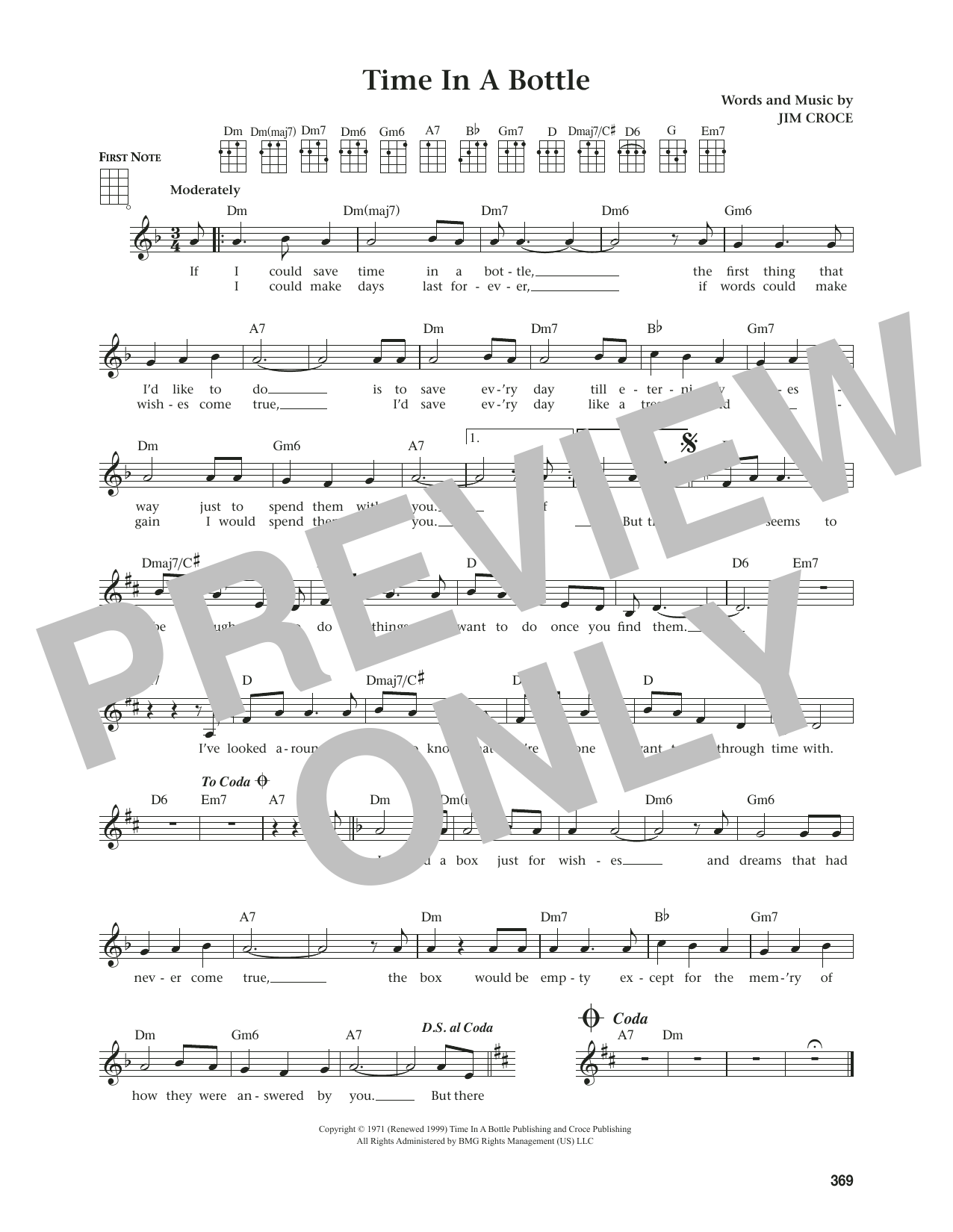 Jim Croce Time In A Bottle (from The Daily Ukulele) (arr. Jim Beloff) Sheet Music Notes & Chords for Ukulele - Download or Print PDF