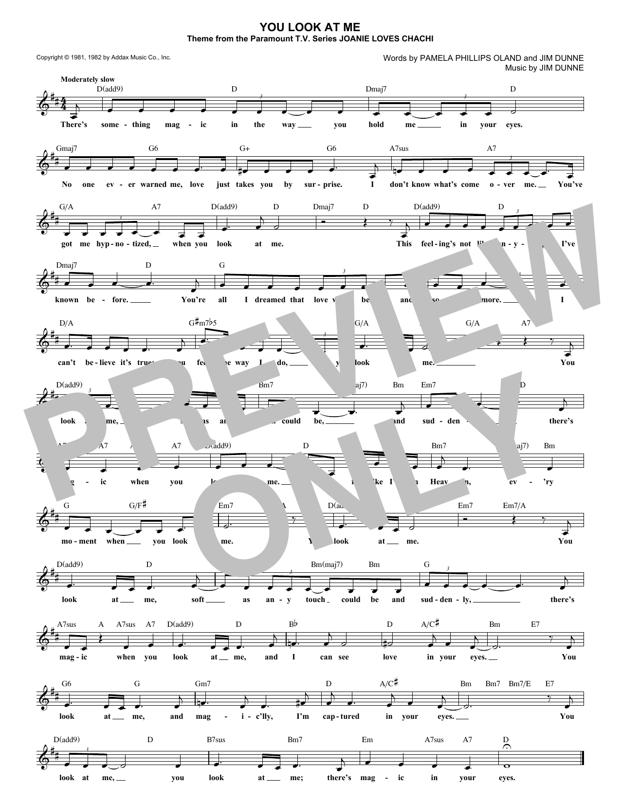 Jim Dunne You Look At Me (from Joanie Loves Chachi) Sheet Music Notes & Chords for Lead Sheet / Fake Book - Download or Print PDF