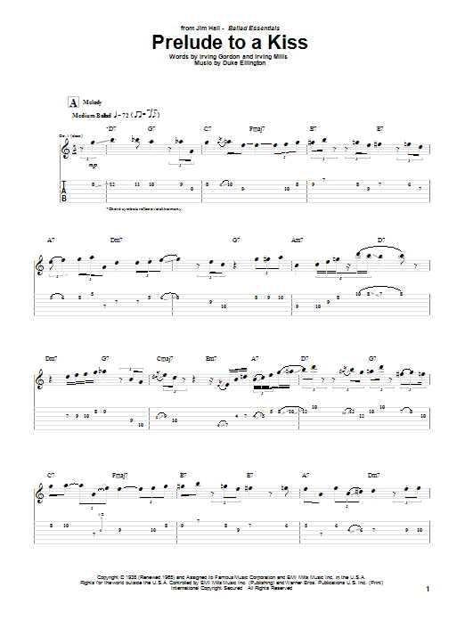 Jim Hall Prelude To A Kiss Sheet Music Notes & Chords for Guitar Tab - Download or Print PDF