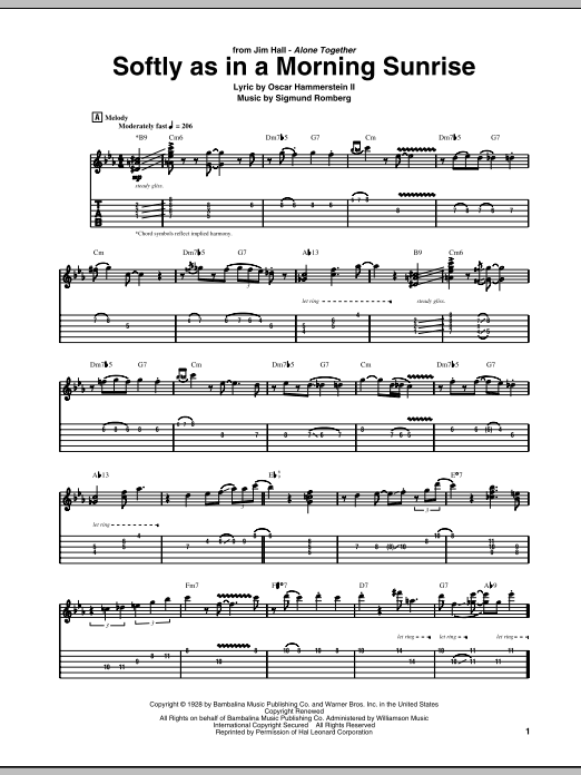 Jim Hall Softly As In A Morning Sunrise Sheet Music Notes & Chords for Guitar Tab - Download or Print PDF