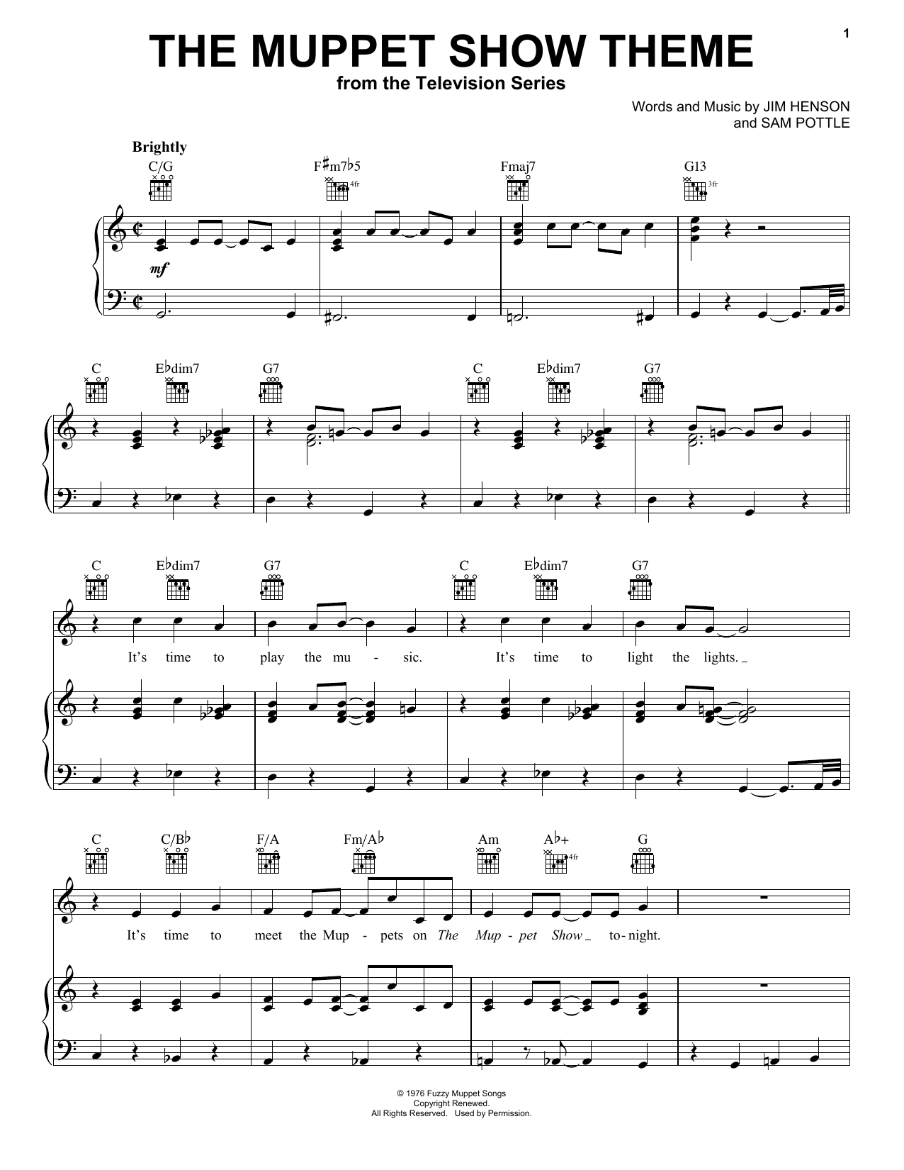 Jim Henson The Muppet Show Theme Sheet Music Notes & Chords for Guitar Tab - Download or Print PDF