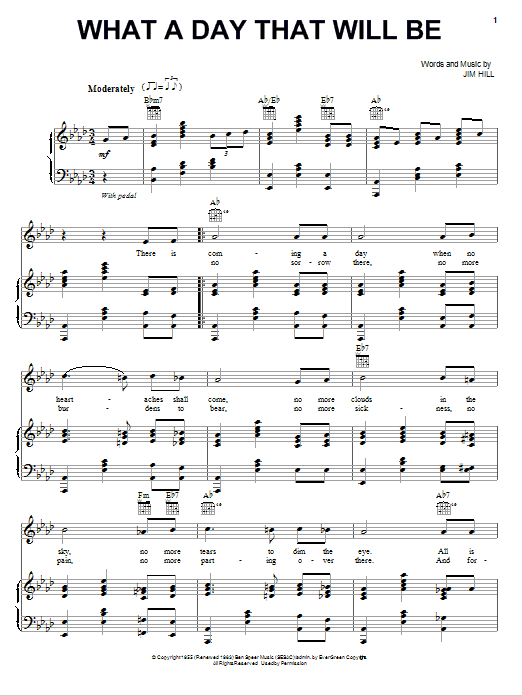 Jim Hill What A Day That Will Be Sheet Music Notes & Chords for Piano, Vocal & Guitar (Right-Hand Melody) - Download or Print PDF Jim Hill What A Day That Will Be Sheet Music Notes & Chords for Piano, Vocal & Guitar (Right-Hand Melody) - Download or Print PDF