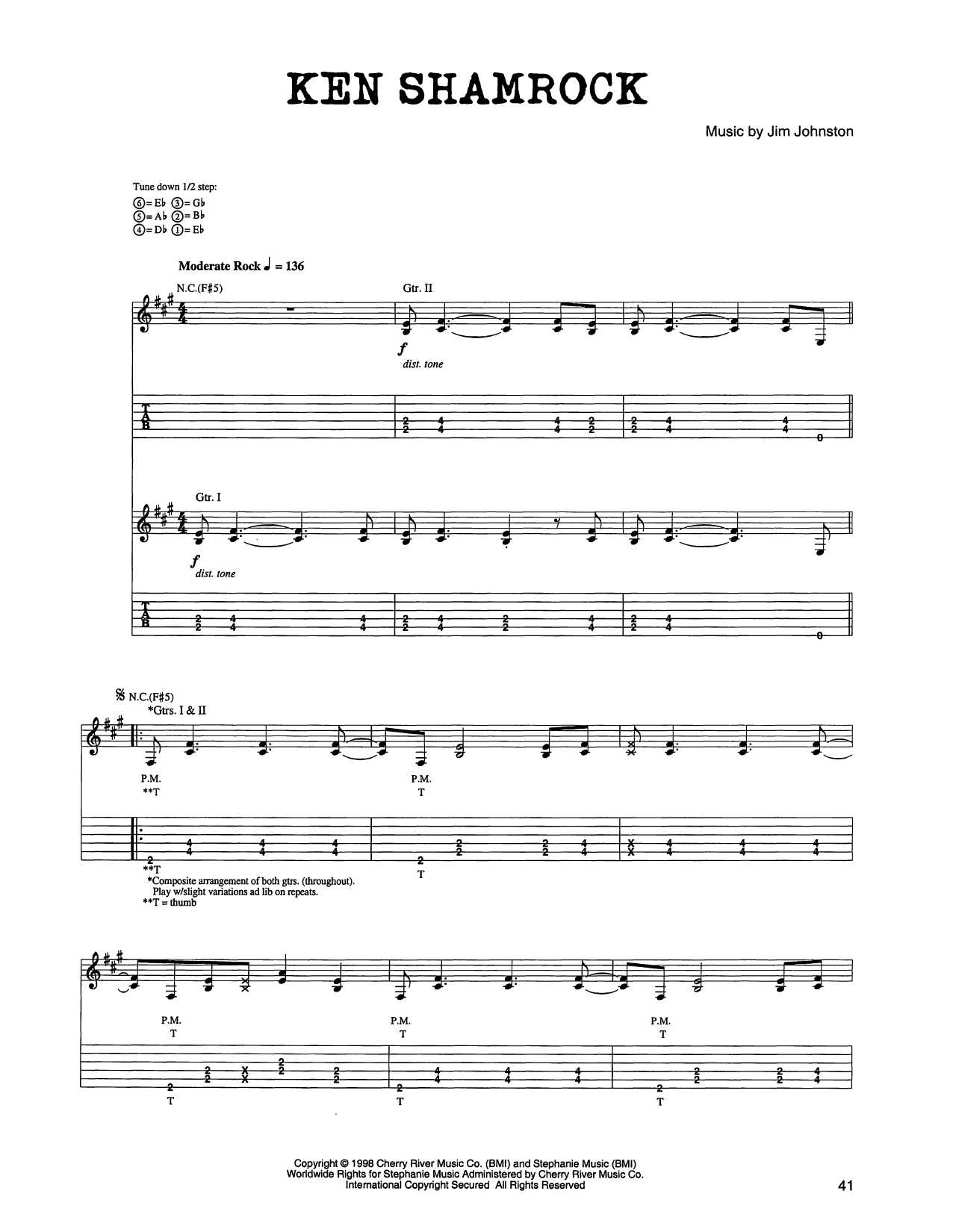 Jim Johnston Ken Shamrock Sheet Music Notes & Chords for Guitar Tab - Download or Print PDF