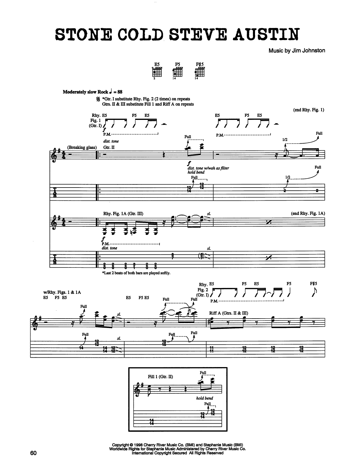 Jim Johnston Stone Cold Steve Austin Sheet Music Notes & Chords for Guitar Tab - Download or Print PDF