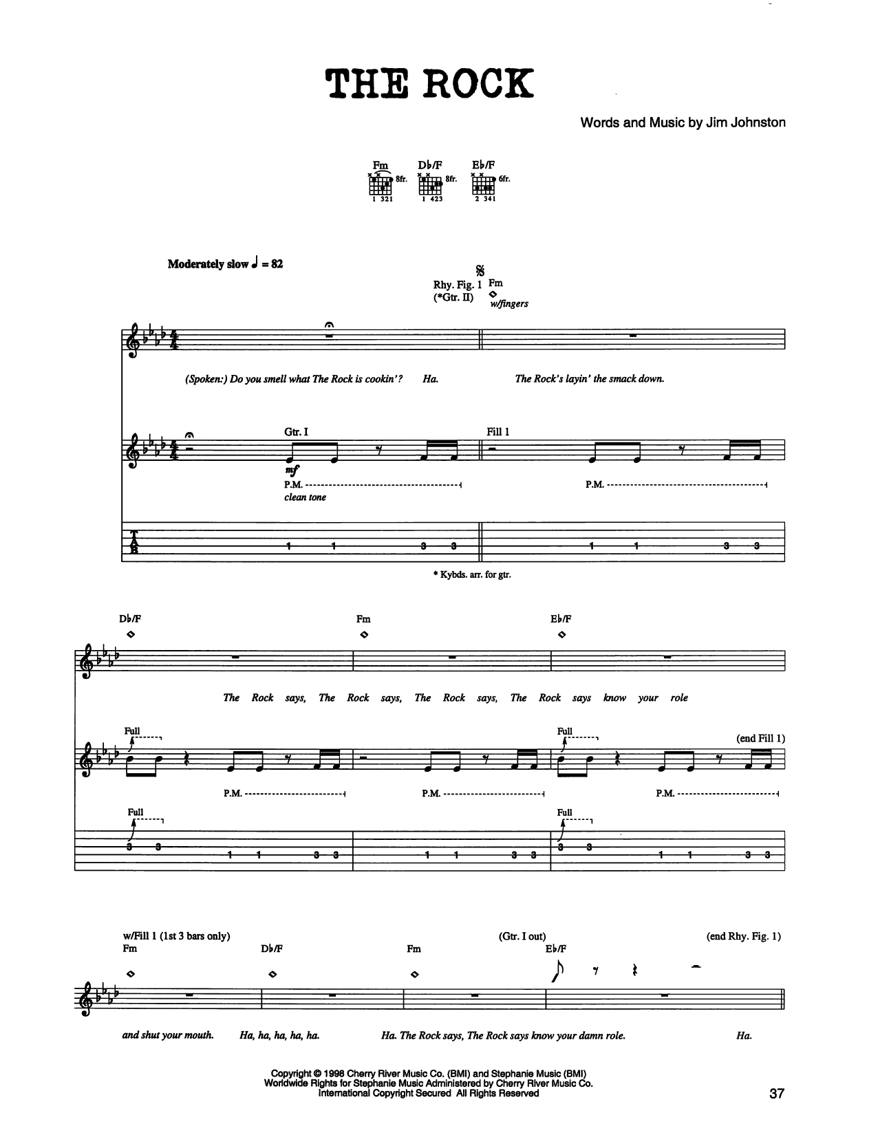 Jim Johnston The Rock Sheet Music Notes & Chords for Guitar Tab - Download or Print PDF