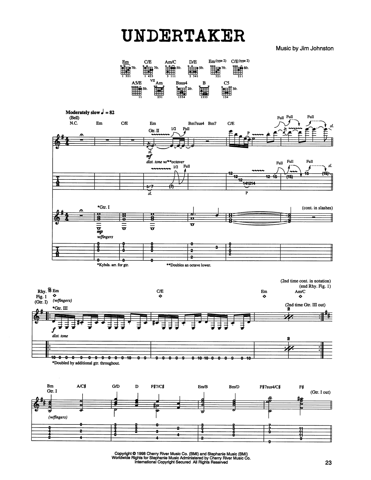 Jim Johnston Undertaker Sheet Music Notes & Chords for Guitar Tab - Download or Print PDF