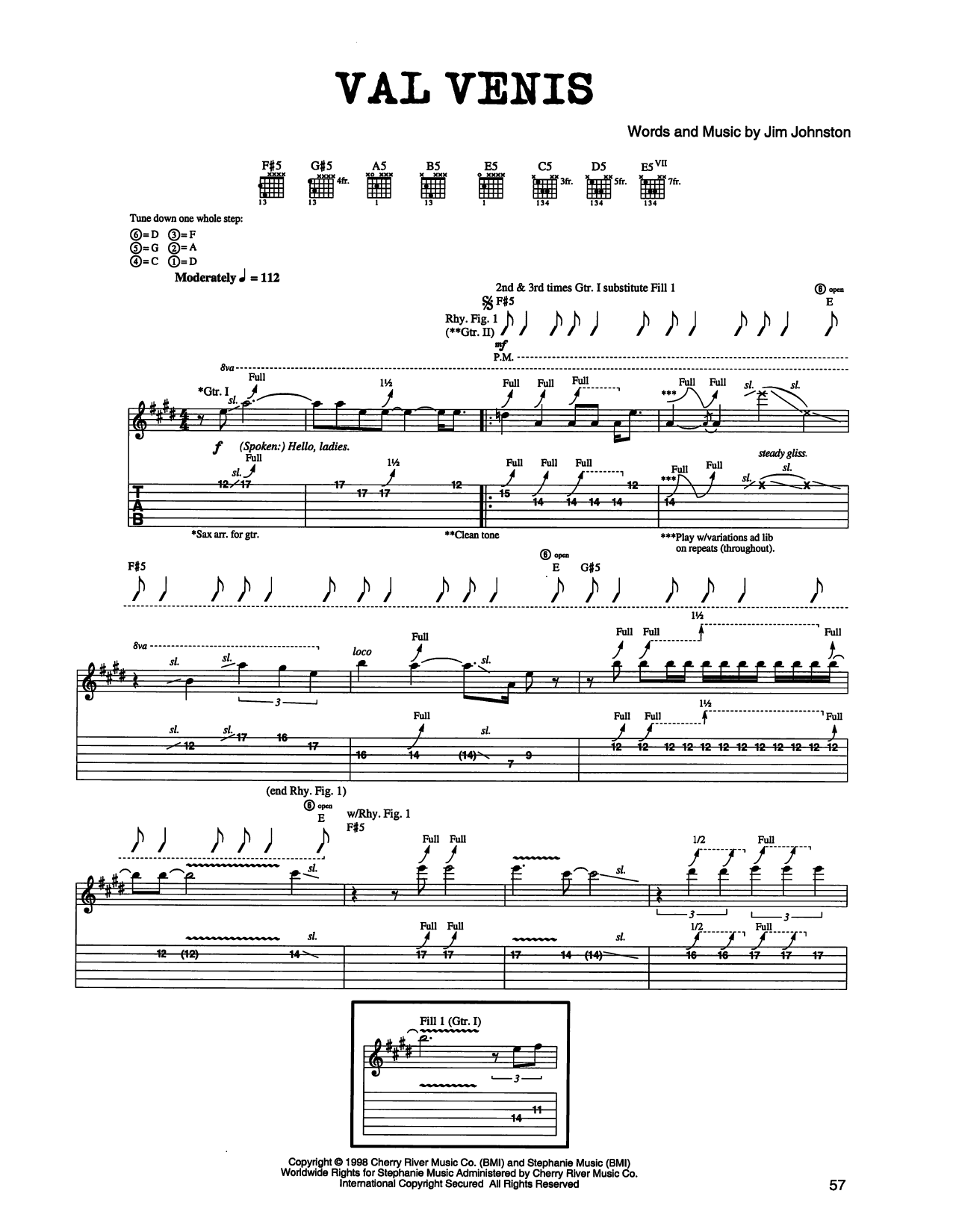 Jim Johnston Val Venis Sheet Music Notes & Chords for Guitar Tab - Download or Print PDF