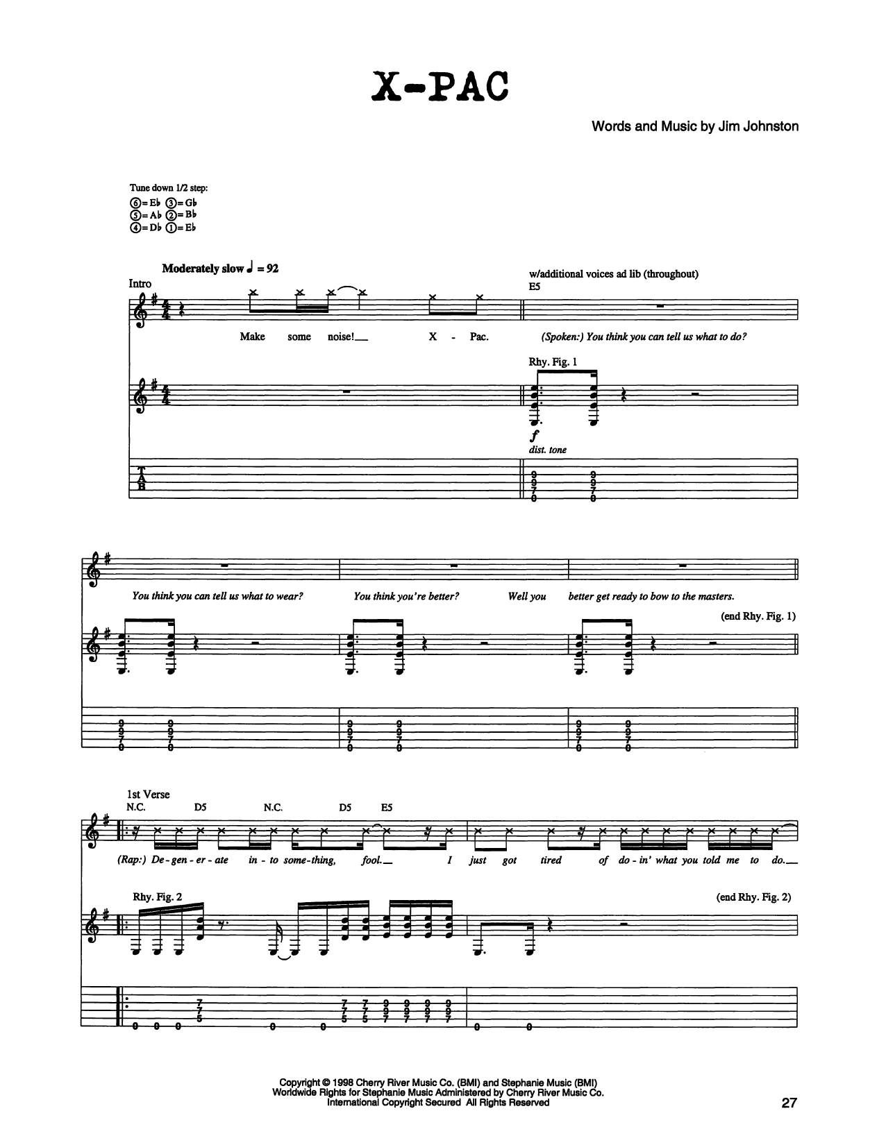 Jim Johnston X-Pac Sheet Music Notes & Chords for Guitar Tab - Download or Print PDF