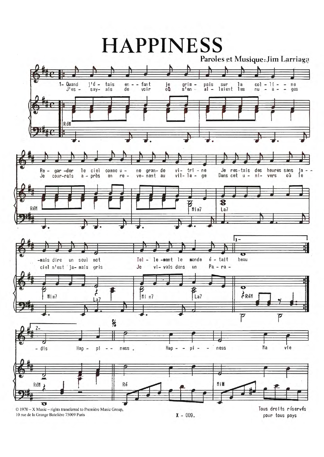 Jim Larriaga Happiness Sheet Music Notes & Chords for Piano & Vocal - Download or Print PDF Jim Larriaga Happiness Sheet Music Notes & Chords for Piano & Vocal - Download or Print PDF