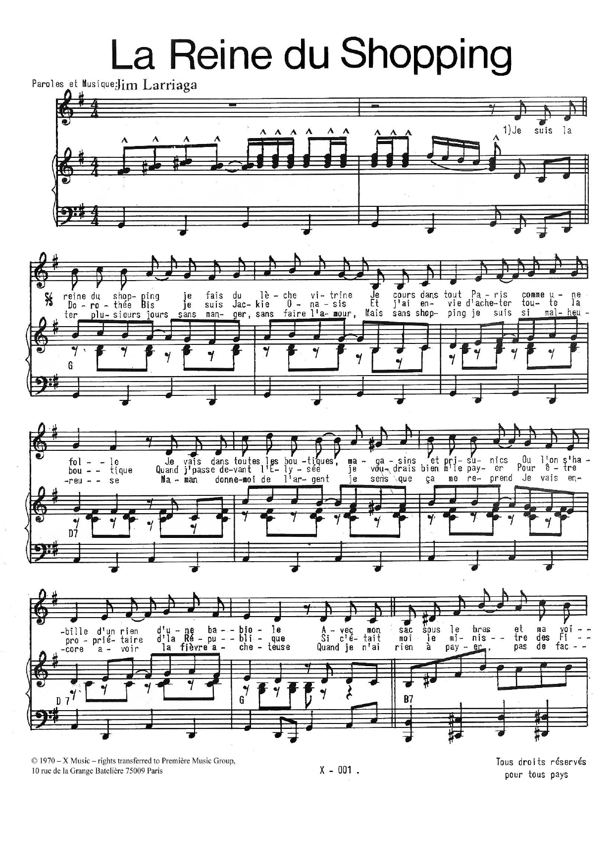 Jim Larriaga La Reine Du Shopping Sheet Music Notes & Chords for Piano & Vocal - Download or Print PDF