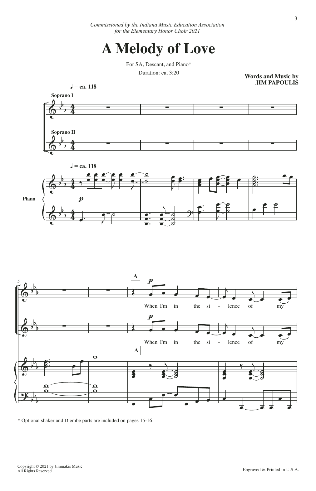 Jim Papoulis A Melody Of Love Sheet Music Notes & Chords for 2-Part Choir - Download or Print PDF