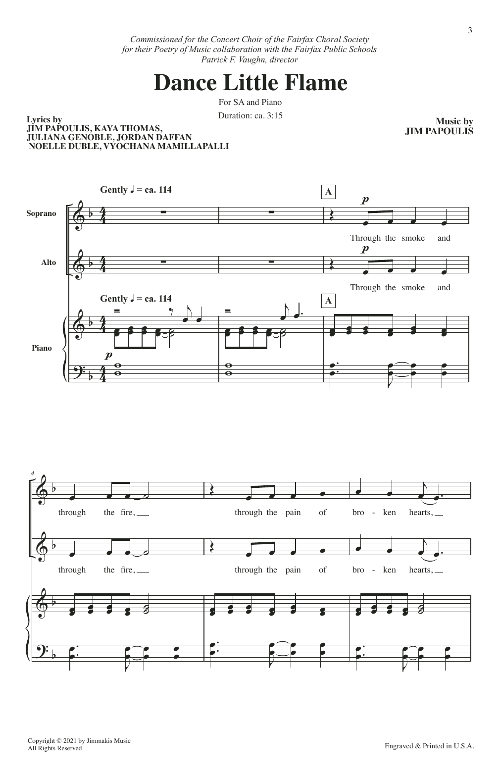 Jim Papoulis Dance Little Flame Sheet Music Notes & Chords for Unison Choir - Download or Print PDF