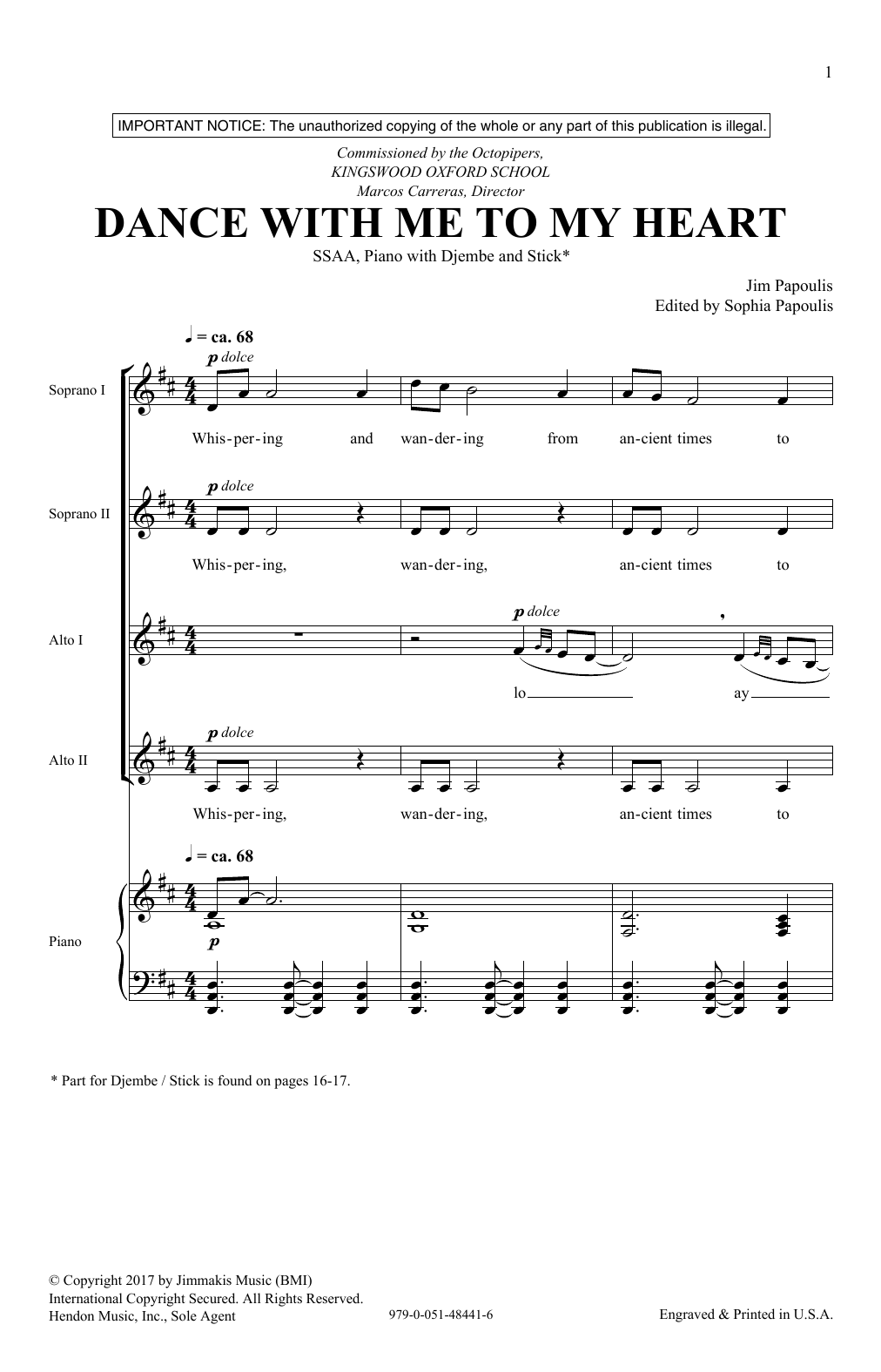 Jim Papoulis Dance With Me To My Heart Sheet Music Notes & Chords for SSA - Download or Print PDF