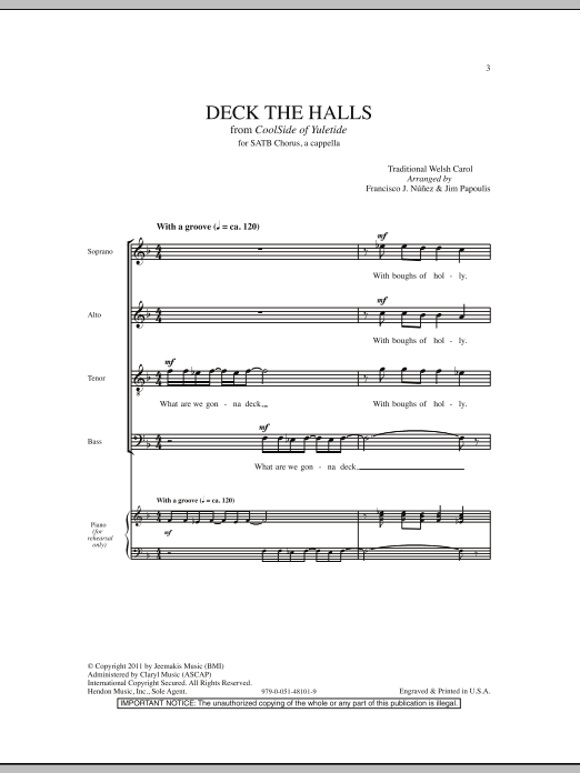 Jim Papoulis Deck The Halls Sheet Music Notes & Chords for SATB - Download or Print PDF