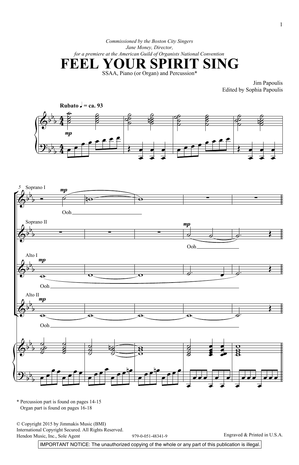 Jim Papoulis Feel Your Spirit Sing Sheet Music Notes & Chords for SSA - Download or Print PDF