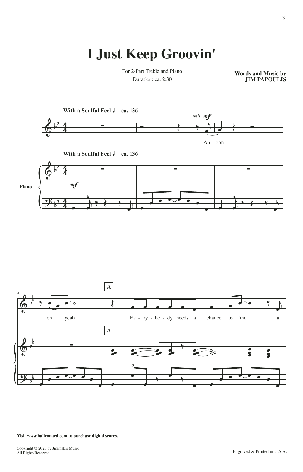 Jim Papoulis I Just Keep Groovin' Sheet Music Notes & Chords for Choir - Download or Print PDF