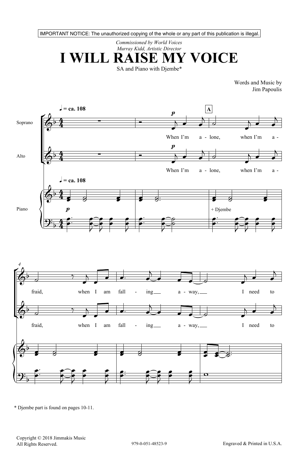 Jim Papoulis I Will Raise My Voice Sheet Music Notes & Chords for 2-Part Choir - Download or Print PDF