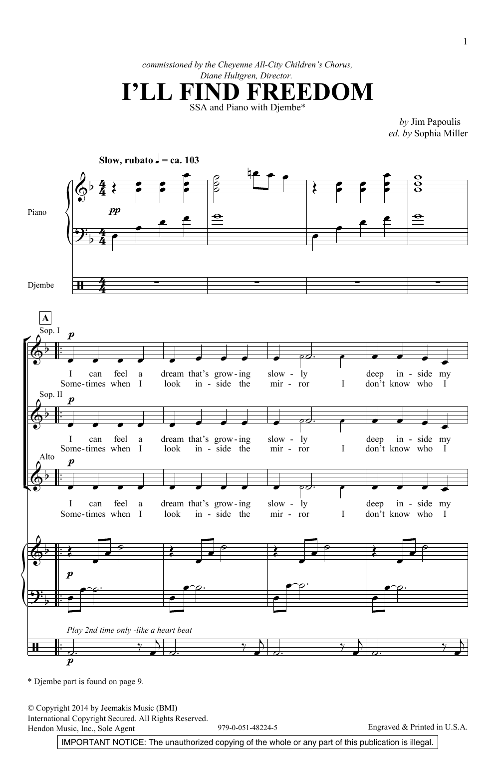 Jim Papoulis I'll Find Freedom Sheet Music Notes & Chords for SSA Choir - Download or Print PDF
