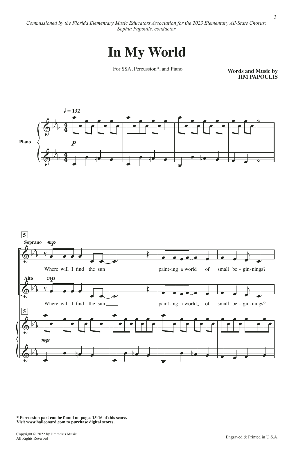 Jim Papoulis In My World Sheet Music Notes & Chords for Choir - Download or Print PDF