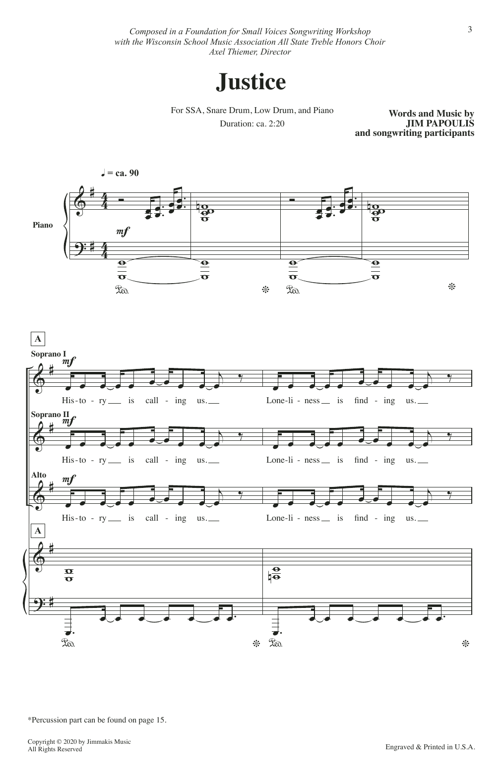 Jim Papoulis Justice Sheet Music Notes & Chords for SSA Choir - Download or Print PDF