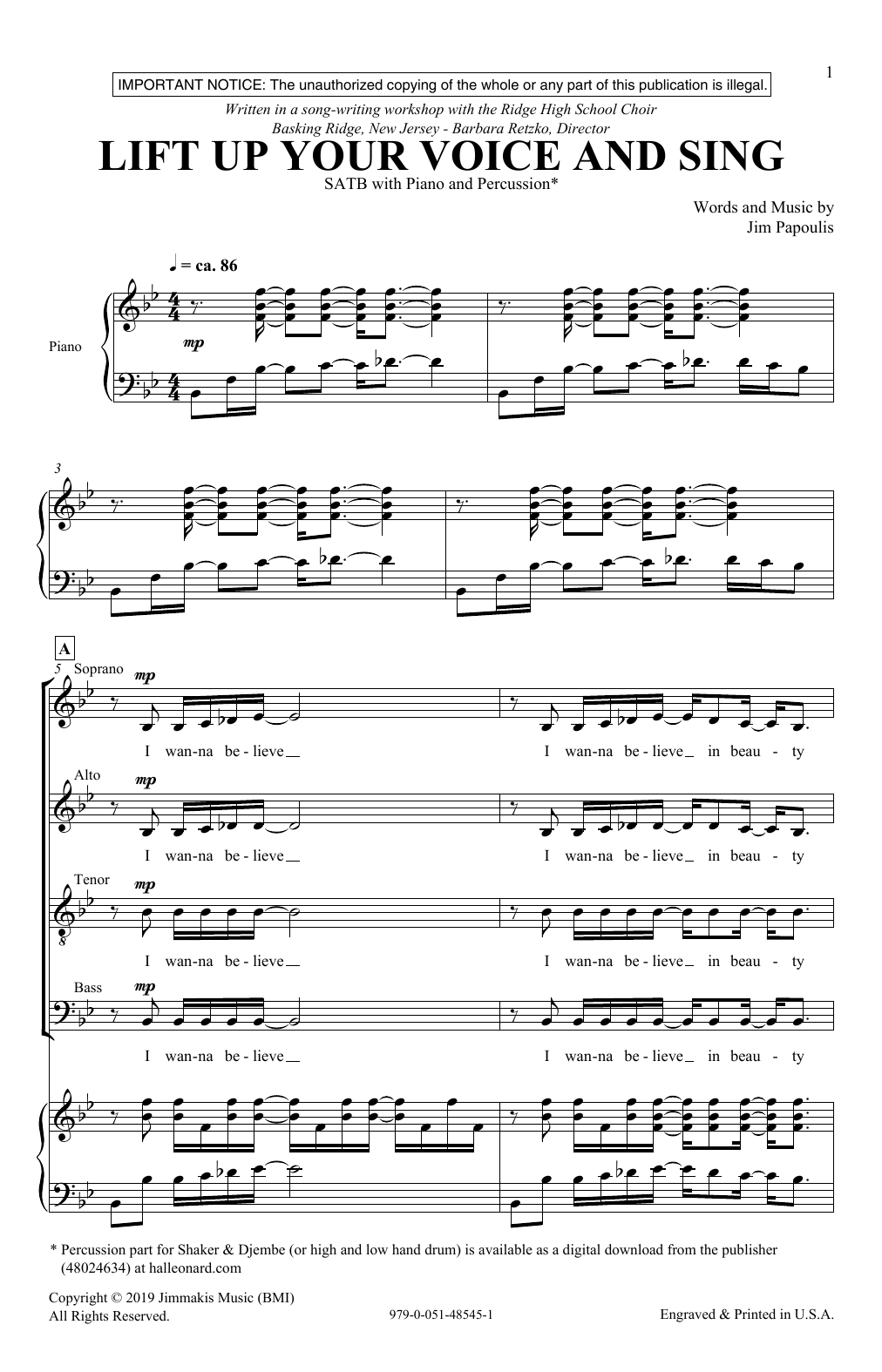 Jim Papoulis Lift Up Your Voice And Sing Sheet Music Notes & Chords for SATB Choir - Download or Print PDF