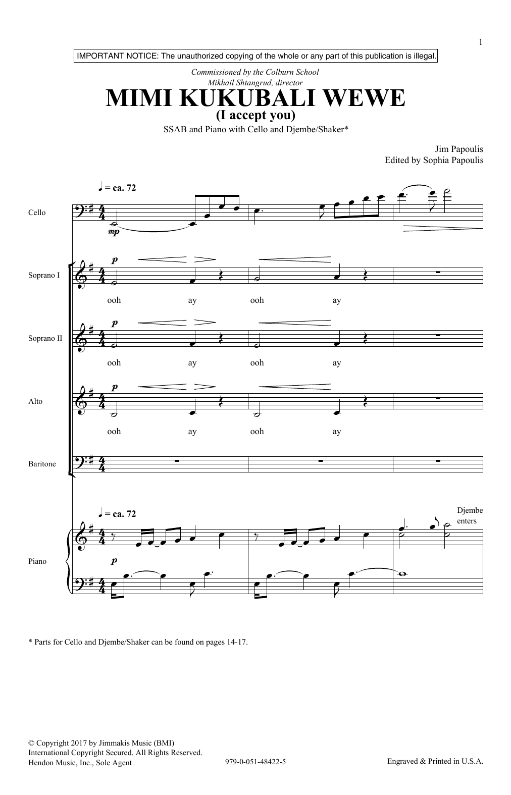 Jim Papoulis Mimi Kukubali Wewe Sheet Music Notes & Chords for SATB - Download or Print PDF