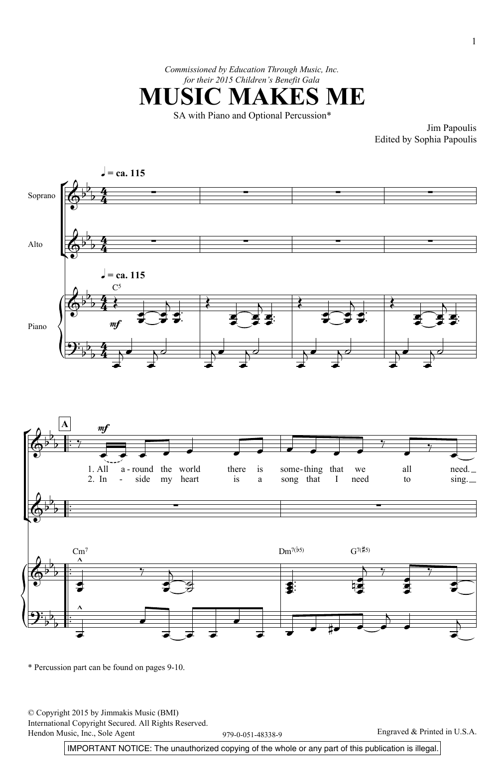 Jim Papoulis Music Makes Me Sheet Music Notes & Chords for 2-Part Choir - Download or Print PDF