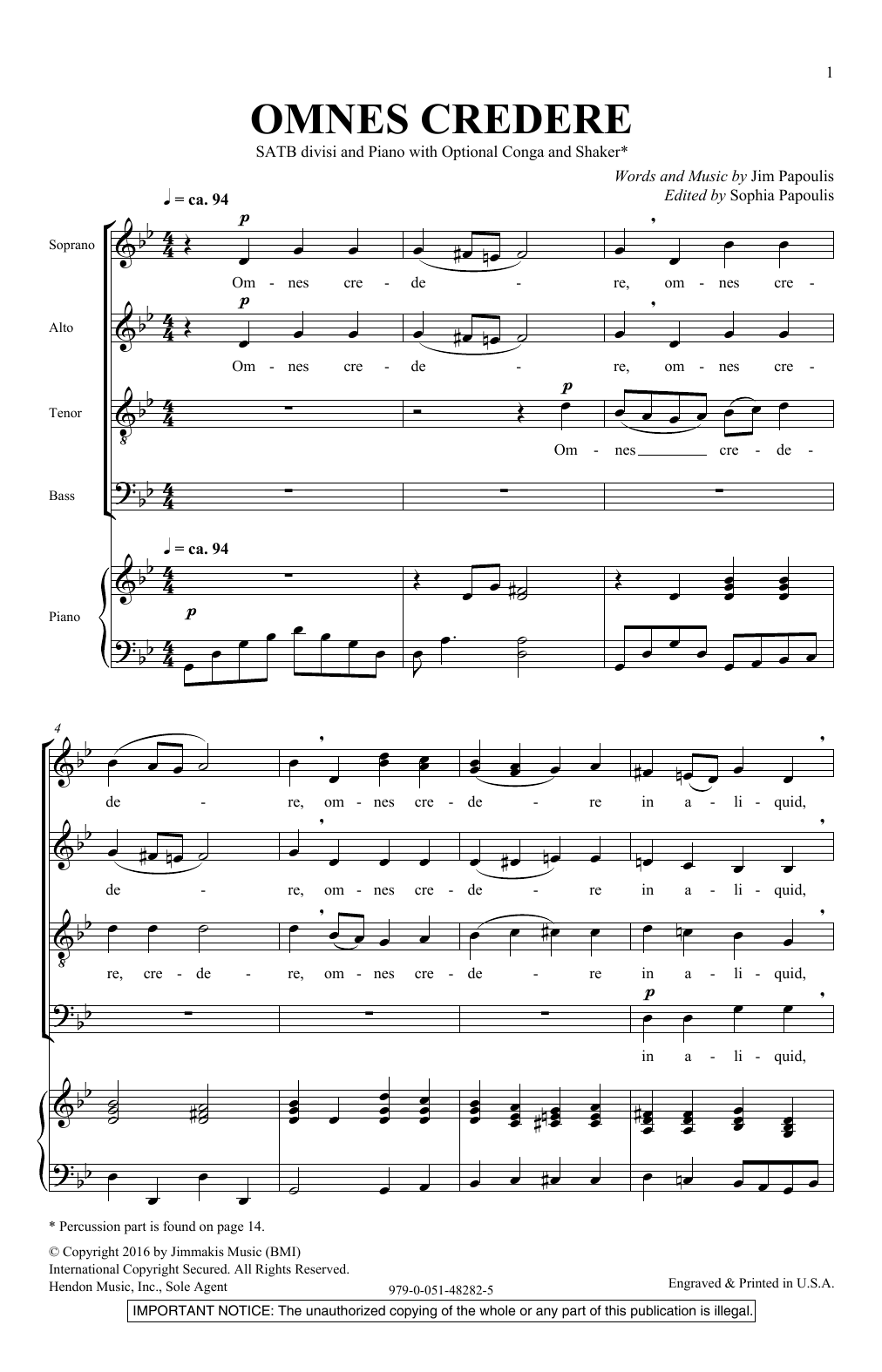 Jim Papoulis Omnes Credere Sheet Music Notes & Chords for SATB - Download or Print PDF