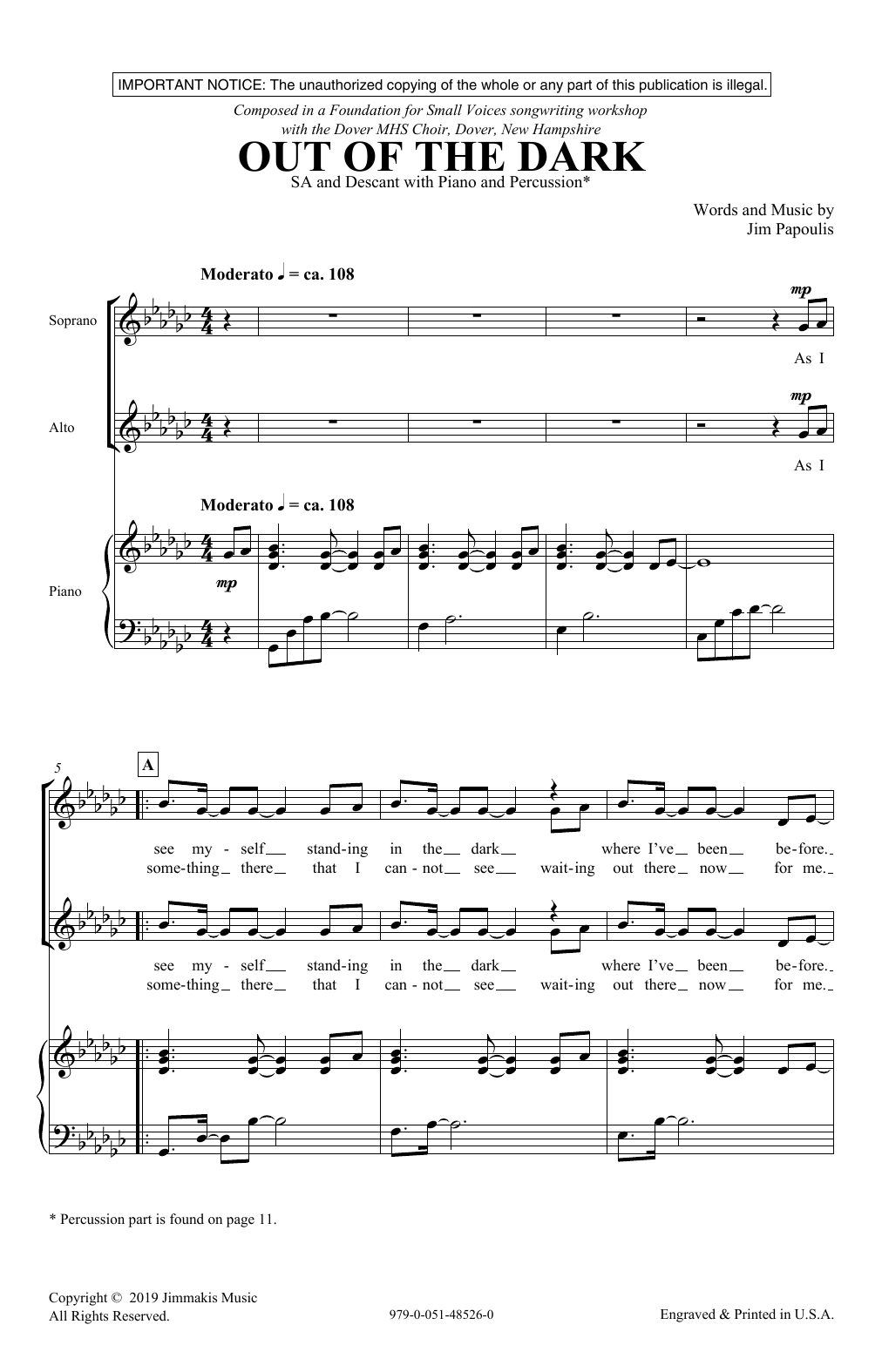 Jim Papoulis Out Of The Dark Sheet Music Notes & Chords for 2-Part Choir - Download or Print PDF