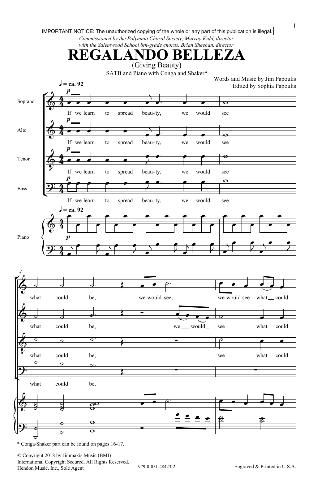 Jim Papoulis Regalando Belleza Sheet Music Notes & Chords for SATB - Download or Print PDF