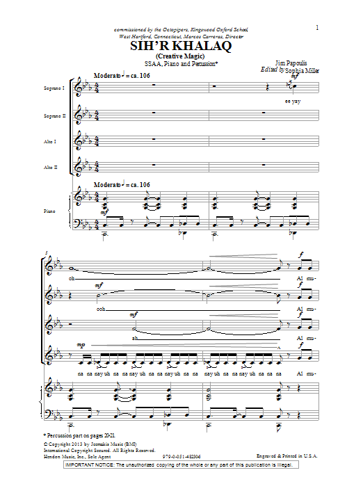 Jim Papoulis Sihr Halac Sheet Music Notes & Chords for SSA - Download or Print PDF Jim Papoulis Sihr Halac Sheet Music Notes & Chords for SSA - Download or Print PDF