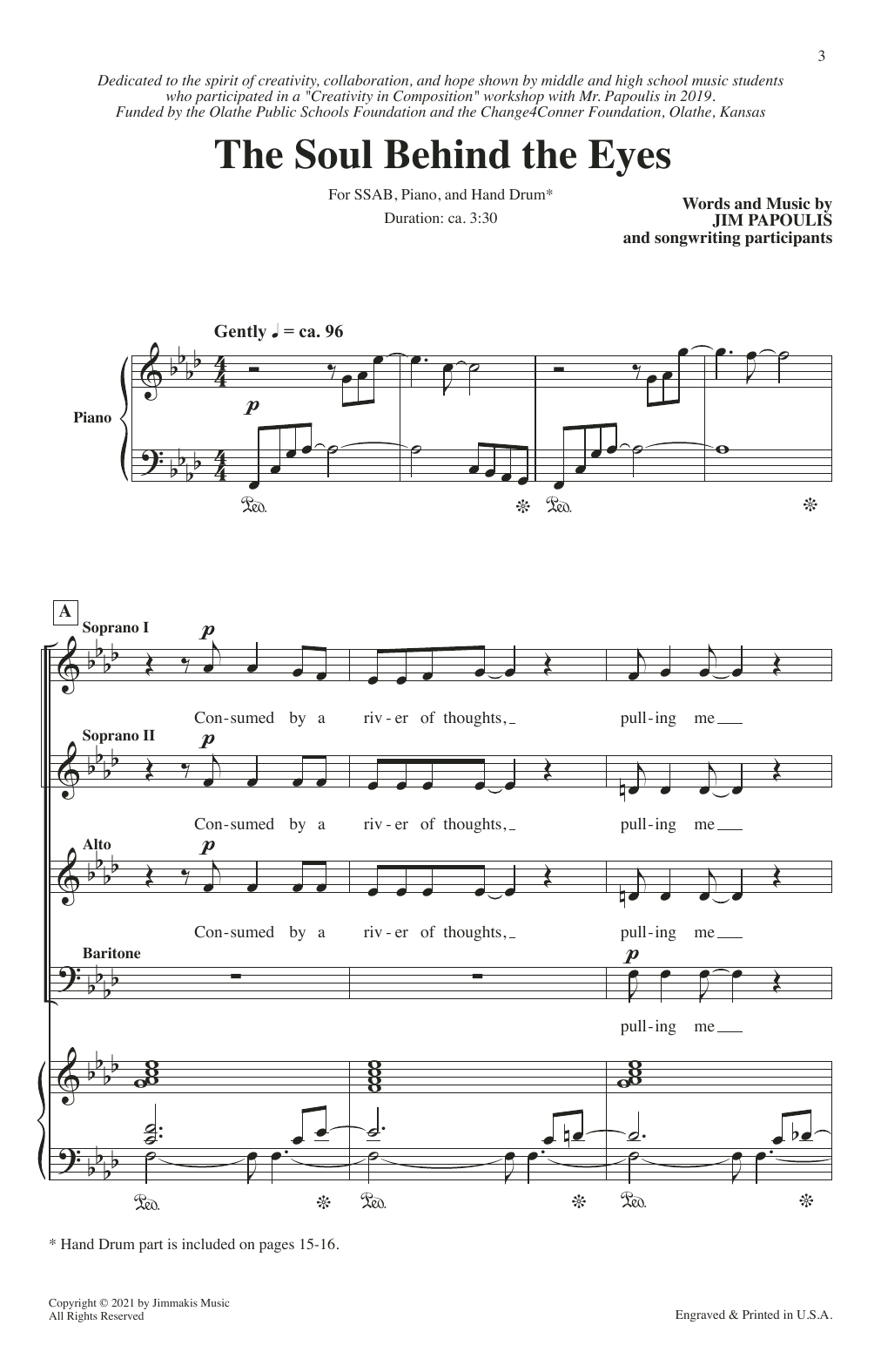 Jim Papoulis The Soul Behind The Eyes Sheet Music Notes & Chords for SSAB Choir - Download or Print PDF