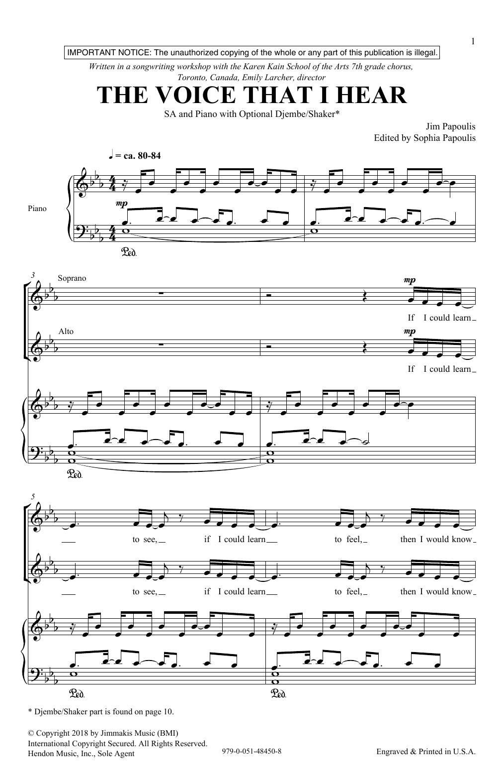 Jim Papoulis The Voice That I Hear Sheet Music Notes & Chords for 2-Part Choir - Download or Print PDF Jim Papoulis The Voice That I Hear Sheet Music Notes & Chords for 2-Part Choir - Download or Print PDF