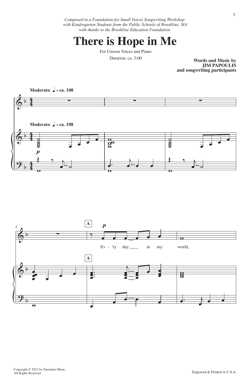 Jim Papoulis There Is Hope In Me Sheet Music Notes & Chords for Unison Choir - Download or Print PDF