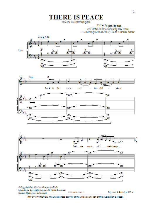 Jim Papoulis There Is Peace Sheet Music Notes & Chords for SATB Choir - Download or Print PDF