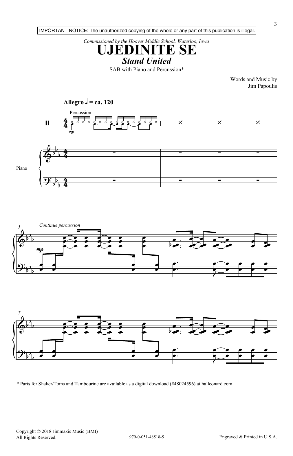 Jim Papoulis Ujedinite Se (Stand United) Sheet Music Notes & Chords for SAB Choir - Download or Print PDF