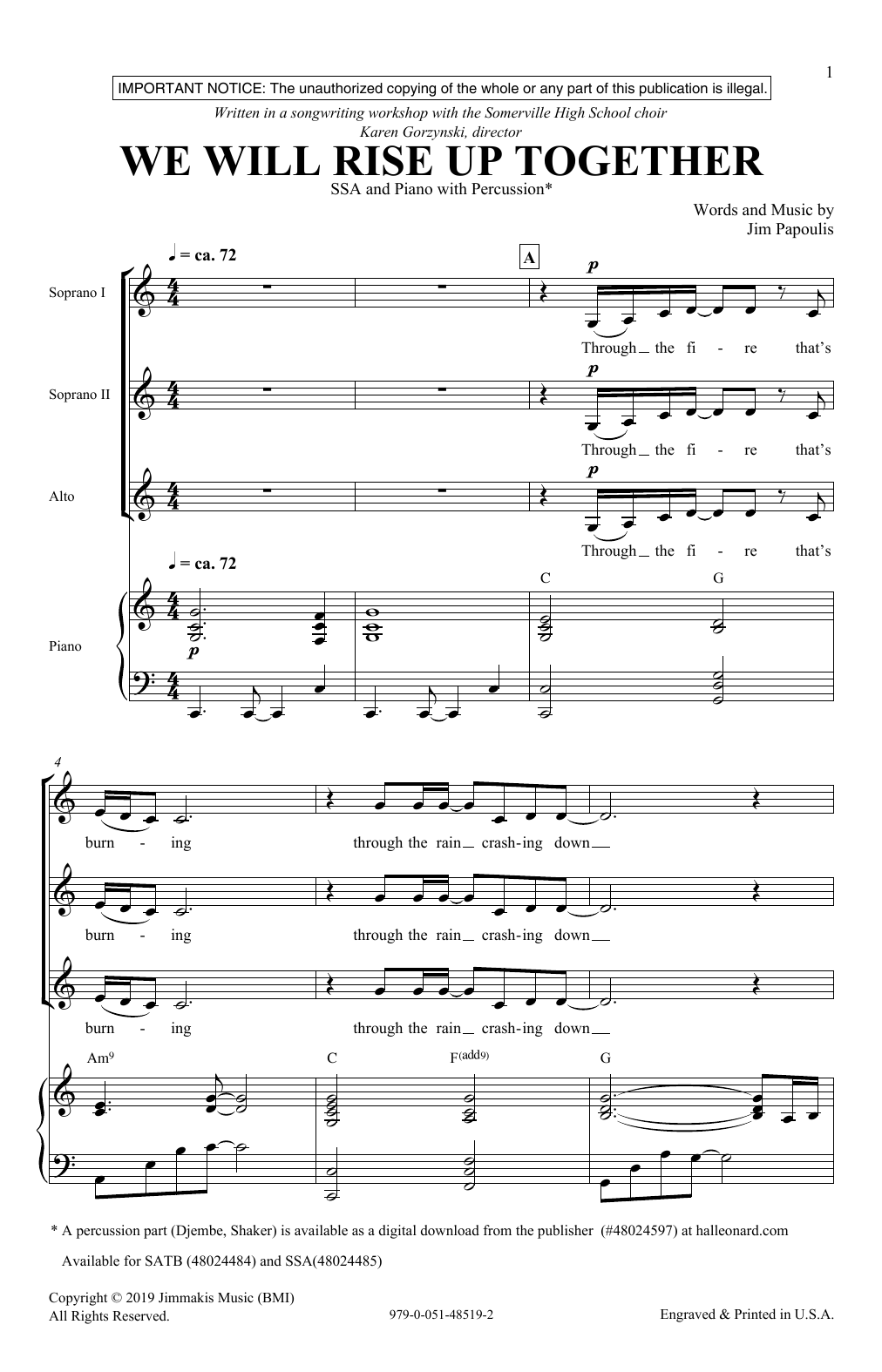 Jim Papoulis We Will Rise Up Together Sheet Music Notes & Chords for SATB Choir - Download or Print PDF